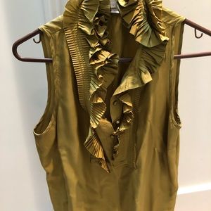J.Crew Silk Ruffle Collar Sleeveless Blouse